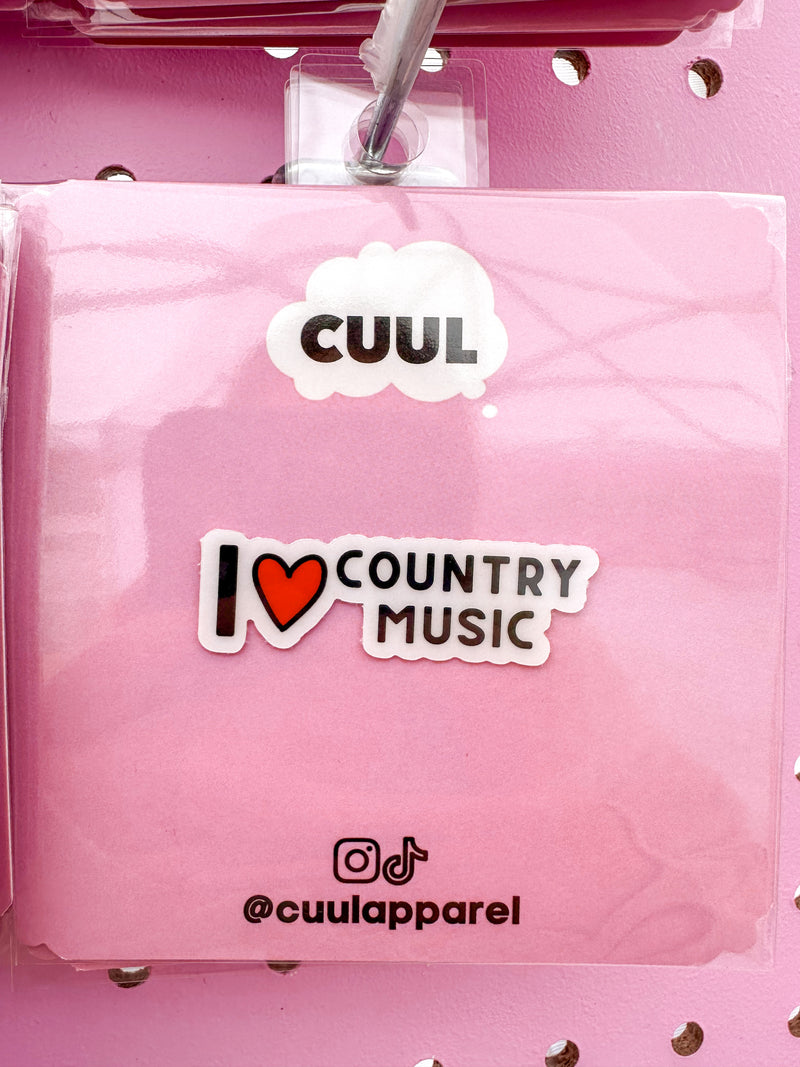 I Love Country Music Sticker (Clear)