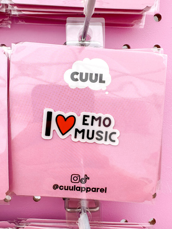 I Love Emo Music Sticker (Clear)