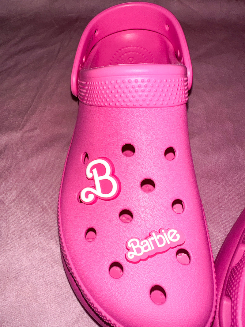 Barbie Shoe Charm| Barbie Croc Charm| Pink Shoe Charm| Girl Croc Charms| Barbie Girl Croc Charms|Lets Go Party Shoe Charm